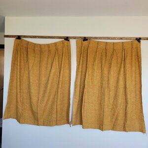VTG JC PENNEY FASHION MANOR Pinch Pleats Curtains  Orange, Yellow & Green Woven